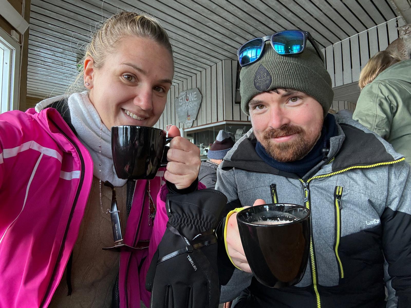 Fran and Jon enjoying a nice cup of coffee in Norway